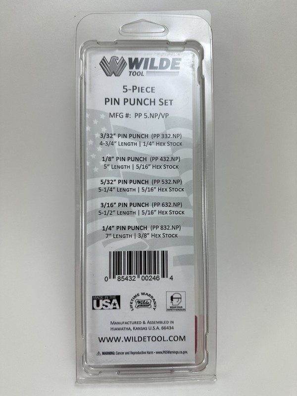 Wilde Tool 5 Pc Pin Punch Set MADE IN USA 3/32 – 1/4” Inch Gunsmith Machinist gallery