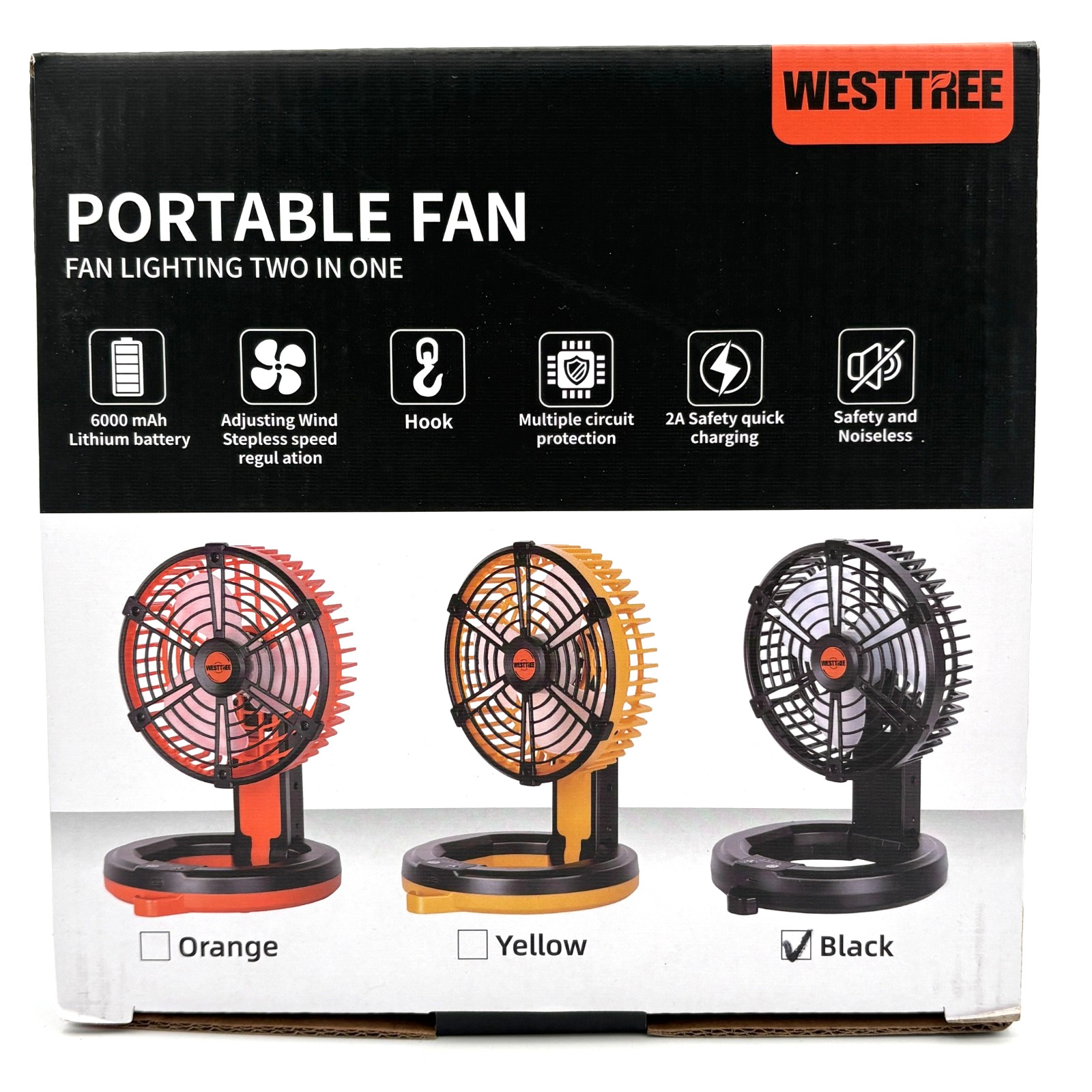 Westtree Portable Rechargeable Fan 6000mAh Black Stepless Speed gallery