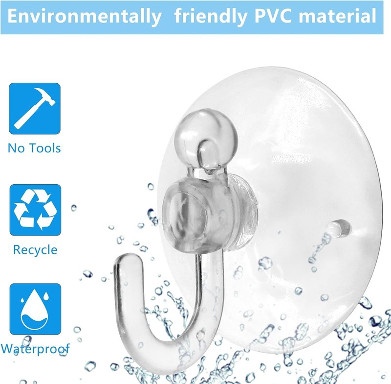 20pcs Clear Suction Cup Hooks – Reusable Plastic Hangers for Wall & Window gallery