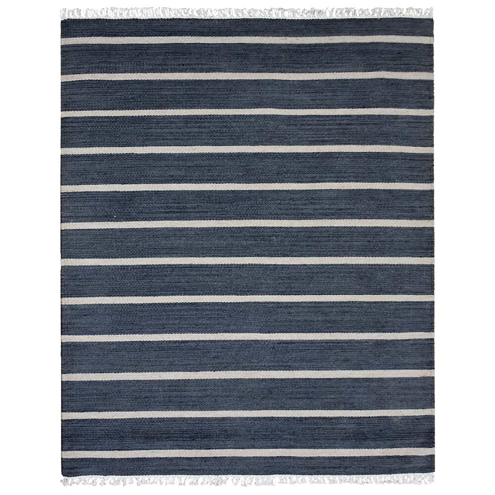 Hand Woven Flat Weave Kilim Wool Area Rug Contemporary Charcoal Cream BBHD00116 gallery