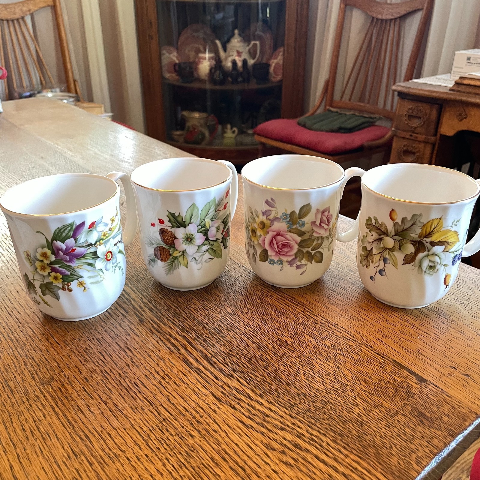 Four Cup Set of Duchess Spring, Summer, Fall, Winter Flower Themed Tea Cups gallery