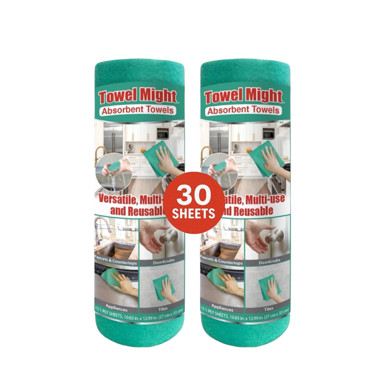 SANI 360° Towel Might Reusable Absorbent Towels, 15 Sheets, 2 Count gallery