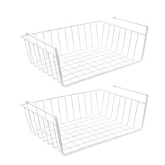 Wire Under-Shelf Storage Baskets,Cabinet and Pantry Shelf Organizer,2 Pack,White