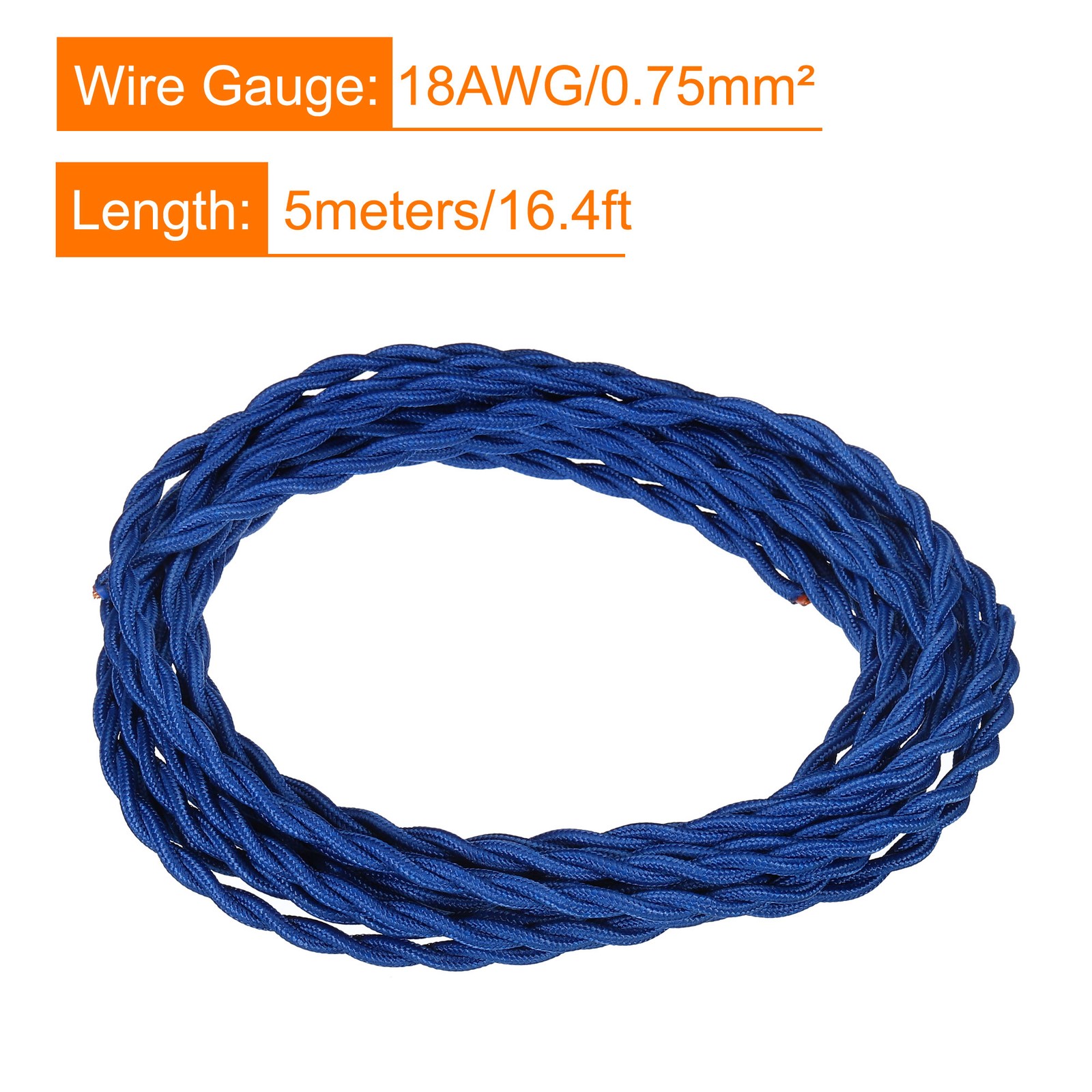 Twisted Cloth Covered Wire 2 Core 18AWG 5m/16.4ft,Electrical Cable,Blue gallery
