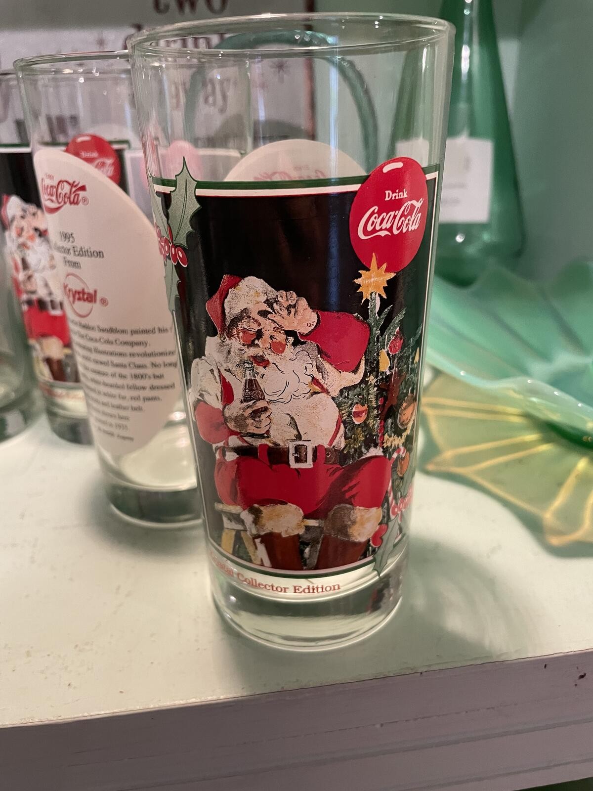Coca‑Cola Sundblom Santa Glasses 1995 Set of 6 Krystal Collector gallery