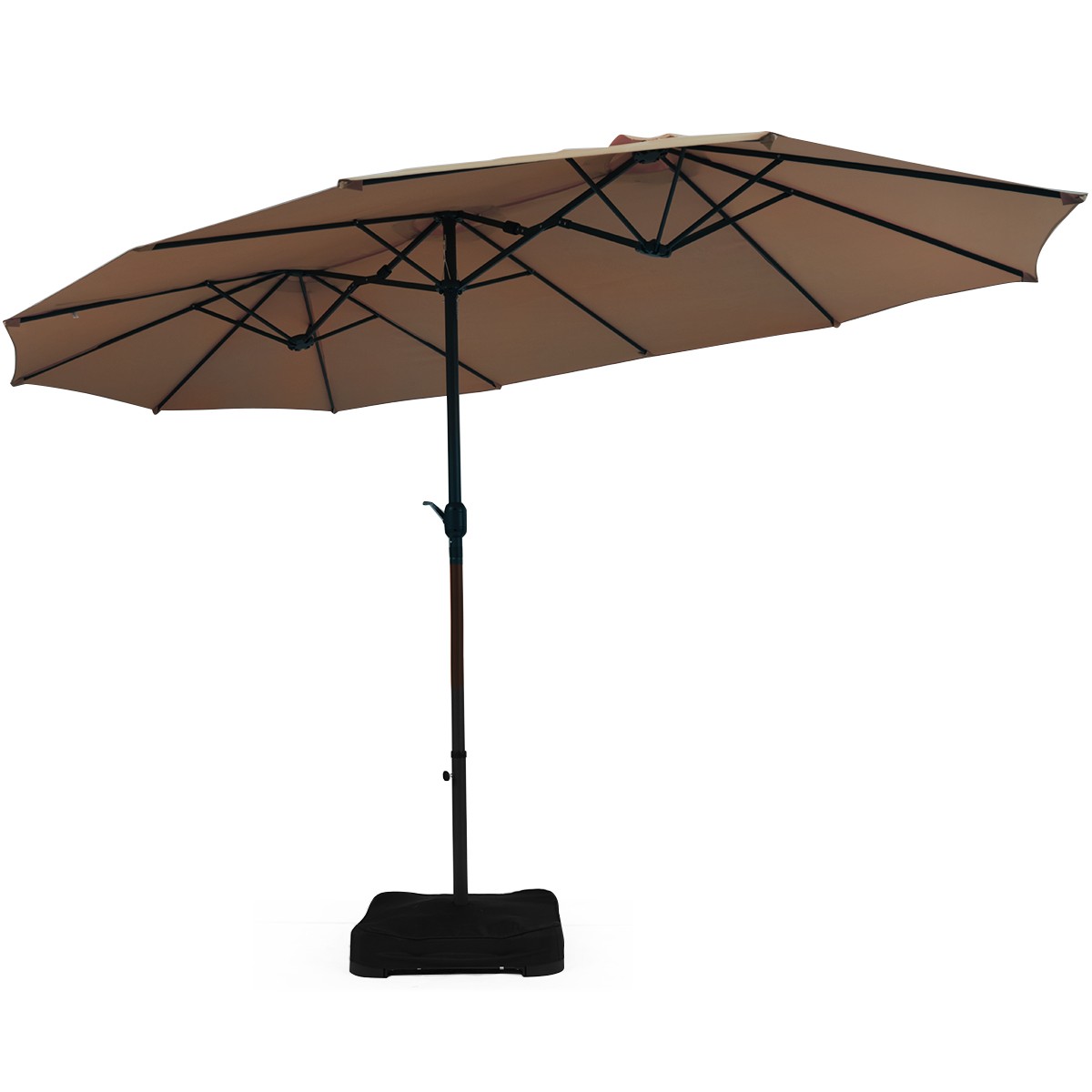 15 Ft Patio Double Sided Umbrella Outdoor Market Umbrella w/ Base Up to 220lbs gallery