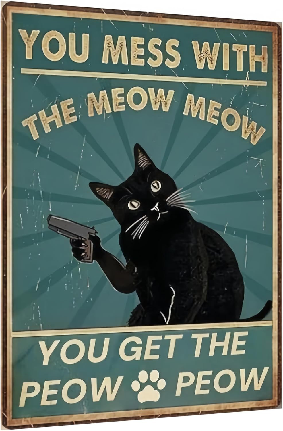 Retro Cat Decor Sign – Humorous Tin Metal Wall Art for Pet Owners, Perfect for B gallery