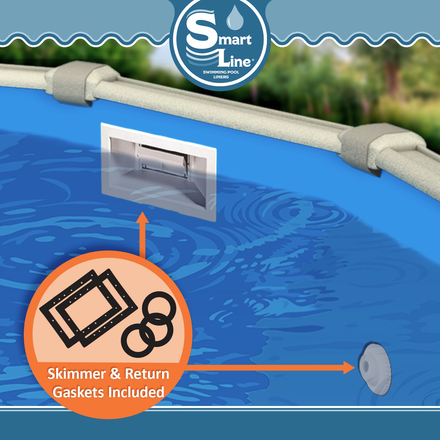 SmartLine 18' x 54” Round Overlap 25 Gauge Swimming Pool Liner - Choose Pattern gallery