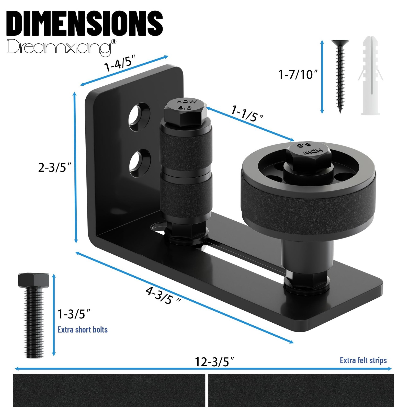 Sliding Barn Door Floor Guide, Wall Mount Stay Roller with 8 Setup Options, A... gallery