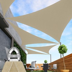 28/29/30FT Sand Equilateral Triangle Outdoor Steel Cable Sun Shade Sail 260GSM
