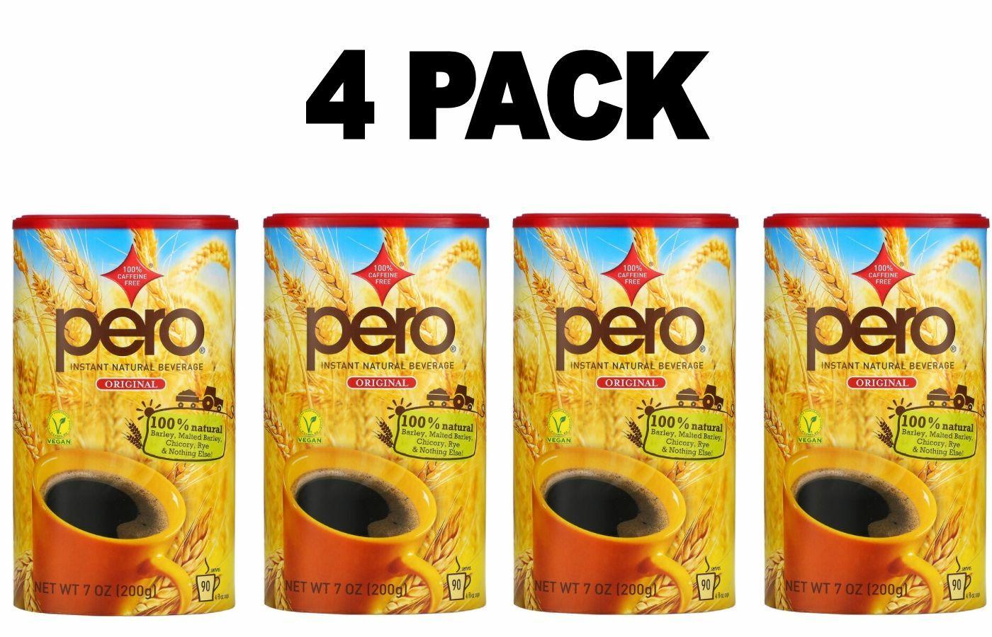 Pero, Instant Natural Beverage, 4 PACK, Caffeine Free, Original, 7 oz (200 g) gallery