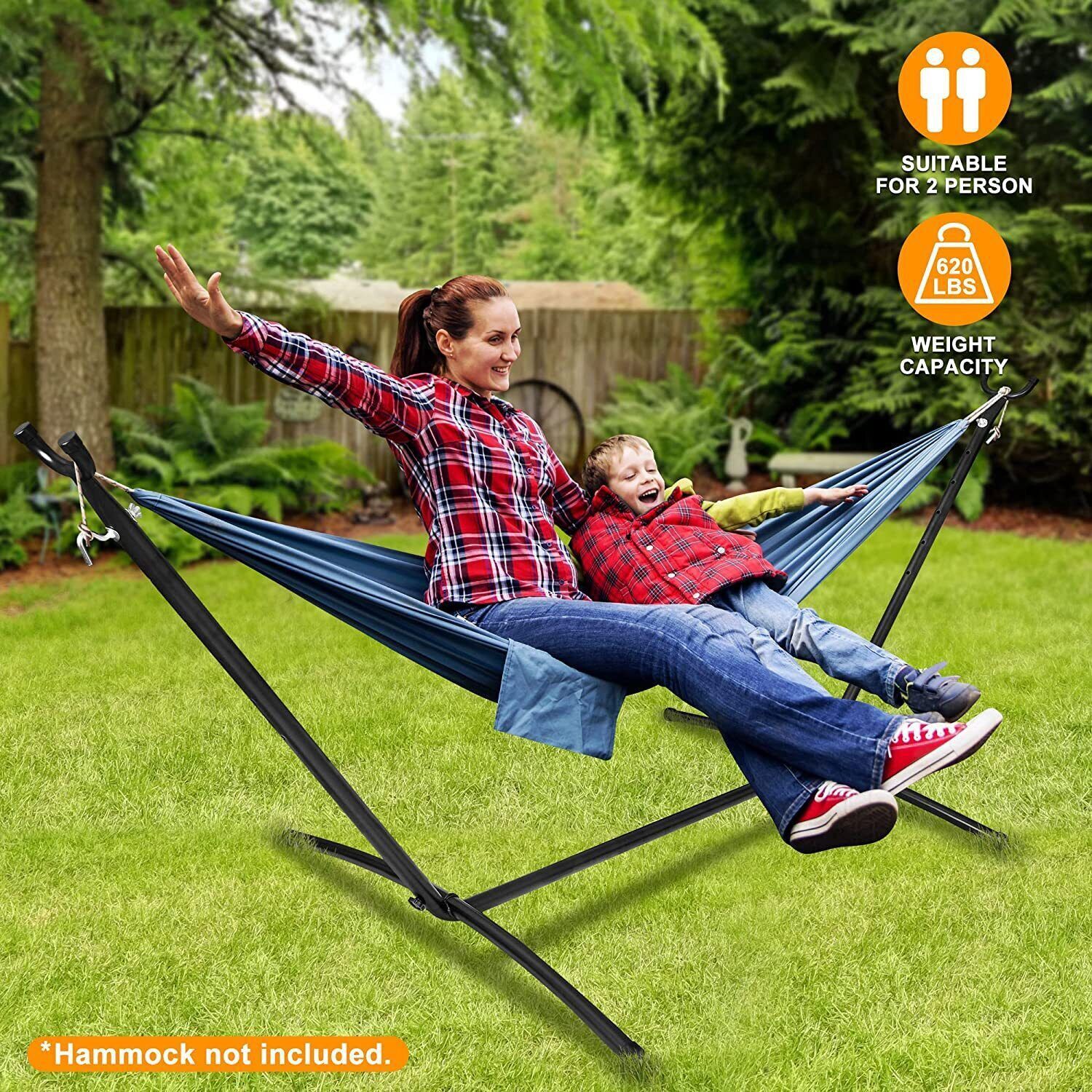 9FT Hammock Stand 2 Person 620LB Capacity Steel Frame w/Carrying Case Black gallery