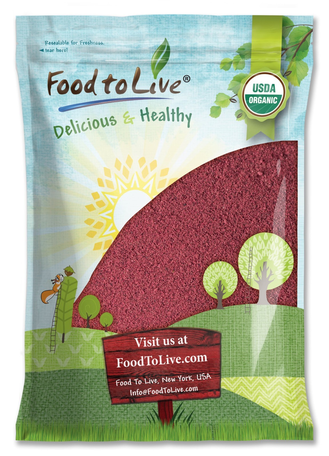 Organic Blueberry Powder - Non-GMO, Unsulfured, Raw, Vegan - by Food to Live gallery