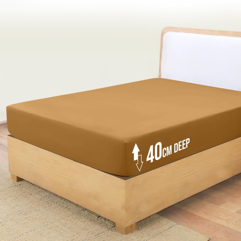 16" Deep Fitted Sheet Queen King Size Elastic Corner Mattress Cover Bed Sheets gallery