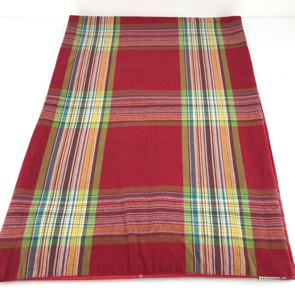 Pottery Barn Red Plaid Table Runner 17 x 102 inches 100% Cotton ~ Lined