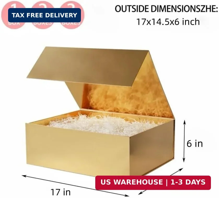 UoeRing 1 Extra Large Gold Gift Box 17x14.5x6 inch Luxury Gift Box for Presents gallery