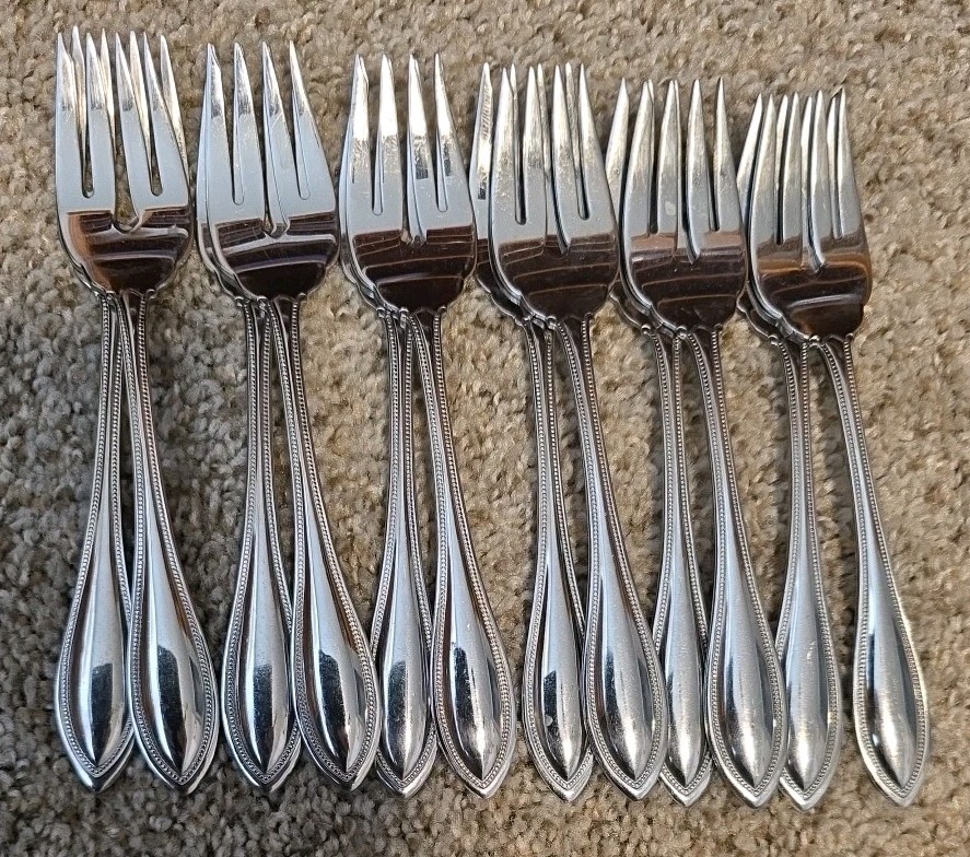 Oneida ARBOR / AMERICAN HARMONY Set/12 Stainless SALAD FORKS Flatware U.S.A. gallery