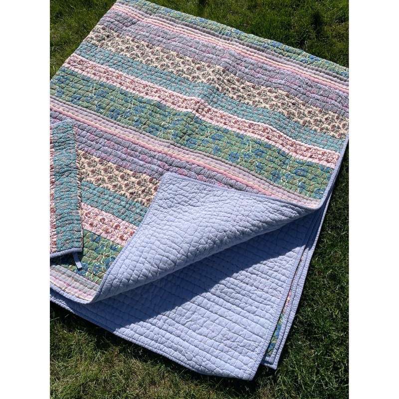 Garnet Hill Patchwork Striped Multicolor Quilt Set Shams Cotton 3 Piece Queen gallery