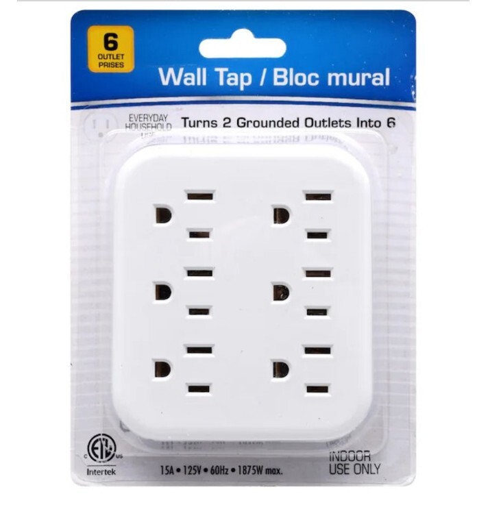 6 Grounded Outlets Tap Electric General Wall Outlet Extender 6 Prong Multi Plug gallery