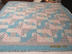 Handmade Patchwork Quilt, 100% cotton, bright pastel colors.