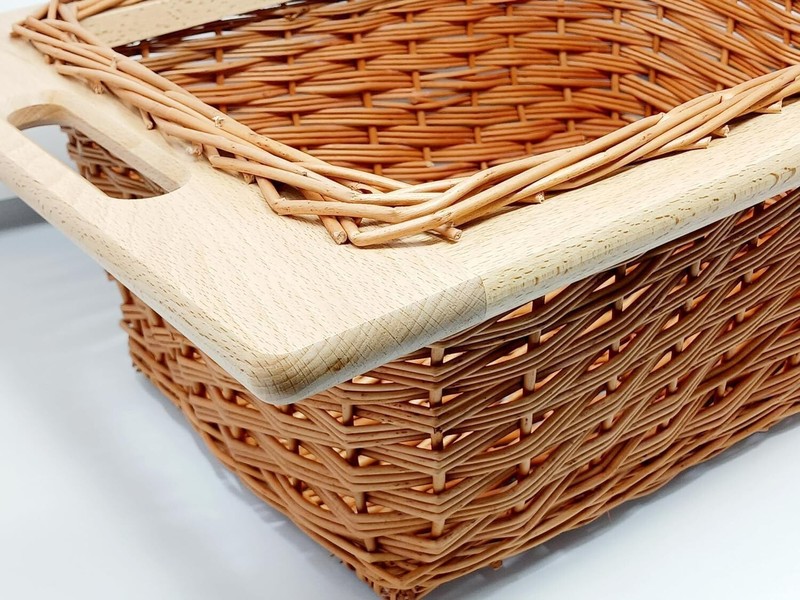 11 5/16" Width Pullout Wicker Baskets with Handles and Beechwood Frame & Runners gallery