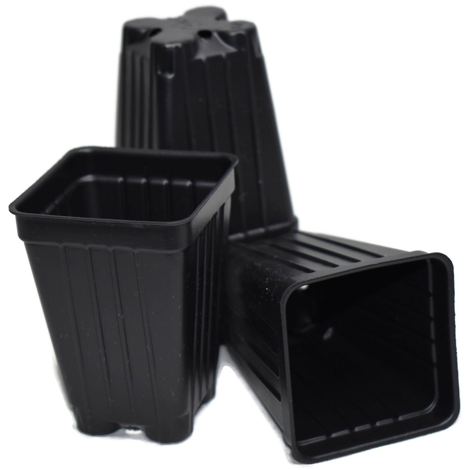 Small 2.2" SQUARE Deep BLACK NURSERY POTS SET OF 100 {2.2" x 3"} plastic flower gallery