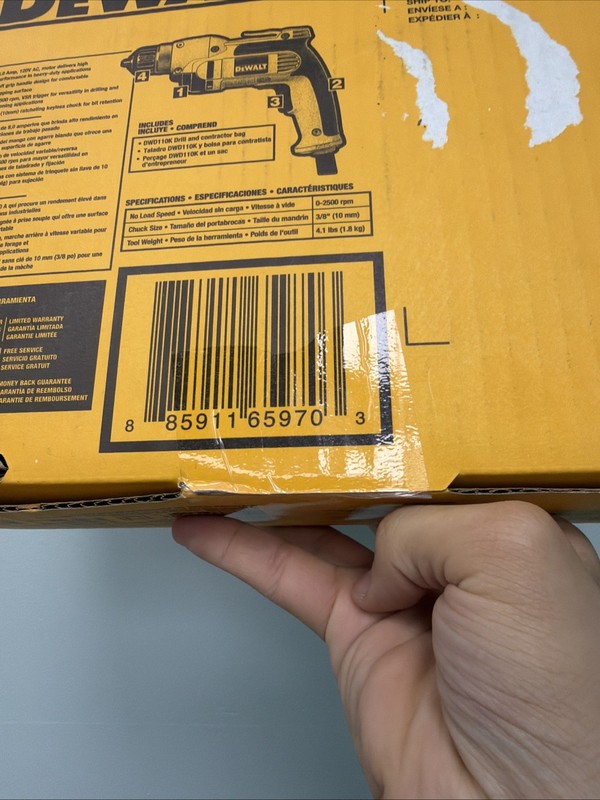 DEWALT DWD110K 3/8 in. Variable Speed Corded Drill Kit with Tool Bag BRAND NEW gallery