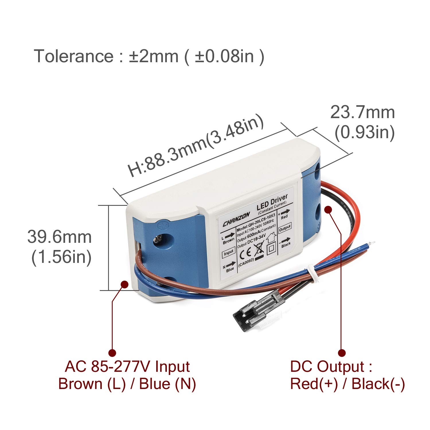 LED Driver 600mA (Constant Current Output) 18V-34V (In: 100-240V AC-DC) (6-10... gallery
