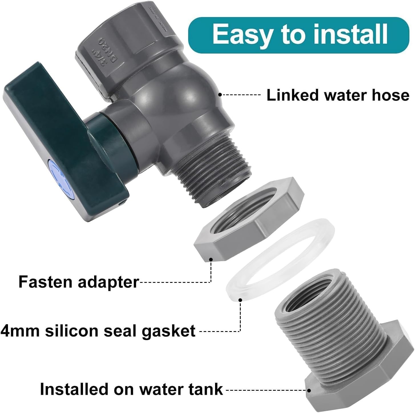 3/4 Inch Rain Barrel Spigot Kit -Water Barrel PVC Garden Diverter Kit with .. gallery