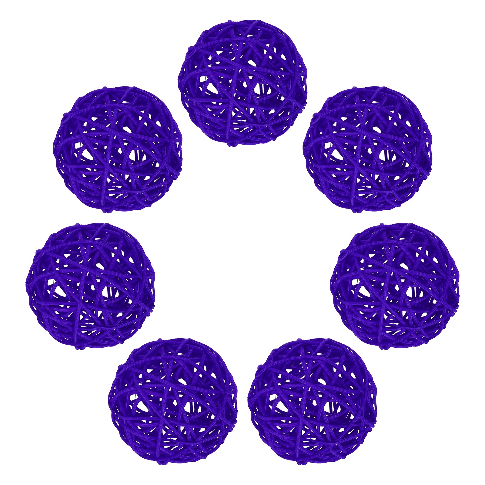 7Pcs Wicker Rattan Balls, 2.75 in Dia Rattan Decorative Balls, Purple gallery