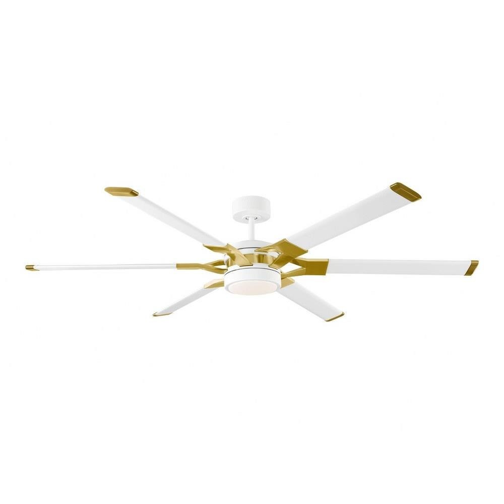 62 Inch 6 Blade Ceiling Fan with Light Kit-Matte White with Burnished Brass gallery