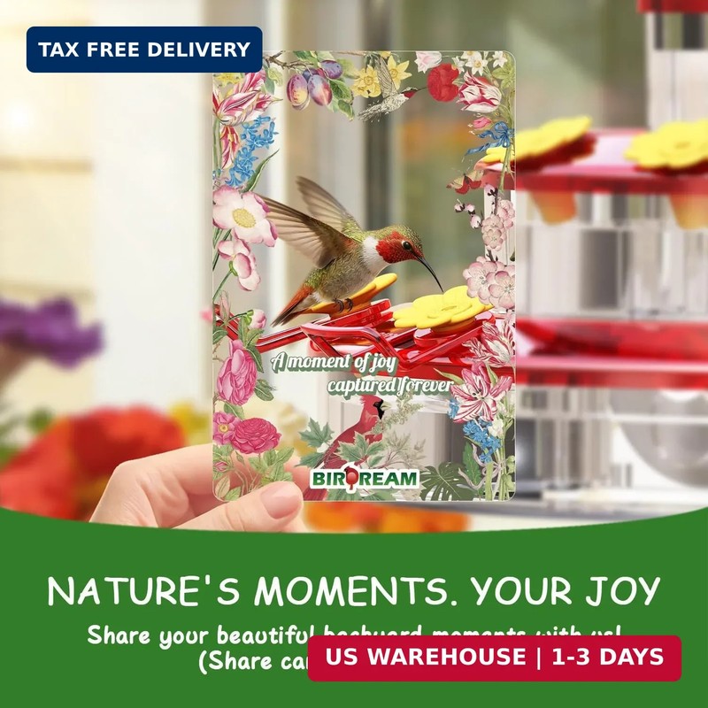 Birdream Hummingbird Feeders for Window, 2 Pack-18oz Suction Cup Hummingbird Fee gallery