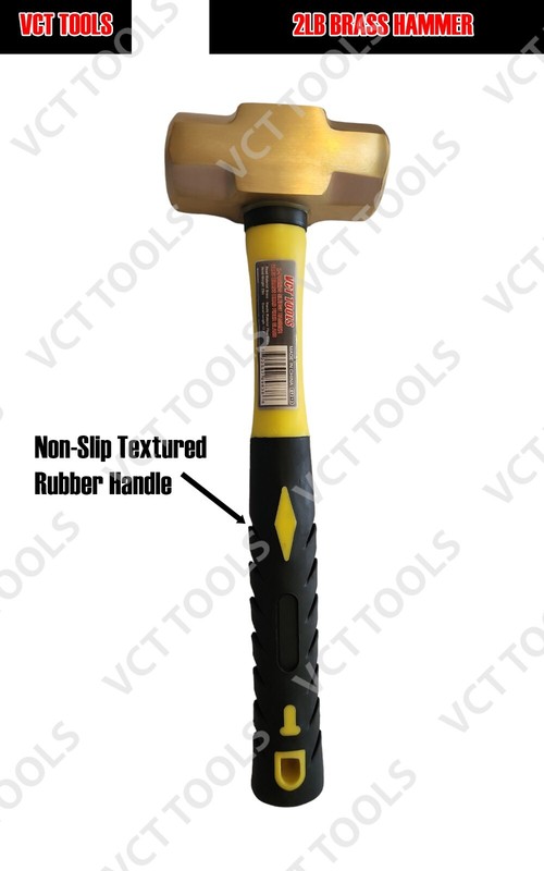 2 Pound Solid Brass Hammer with Hickory Wood Handle Non Marring Non Sparking 2lb gallery