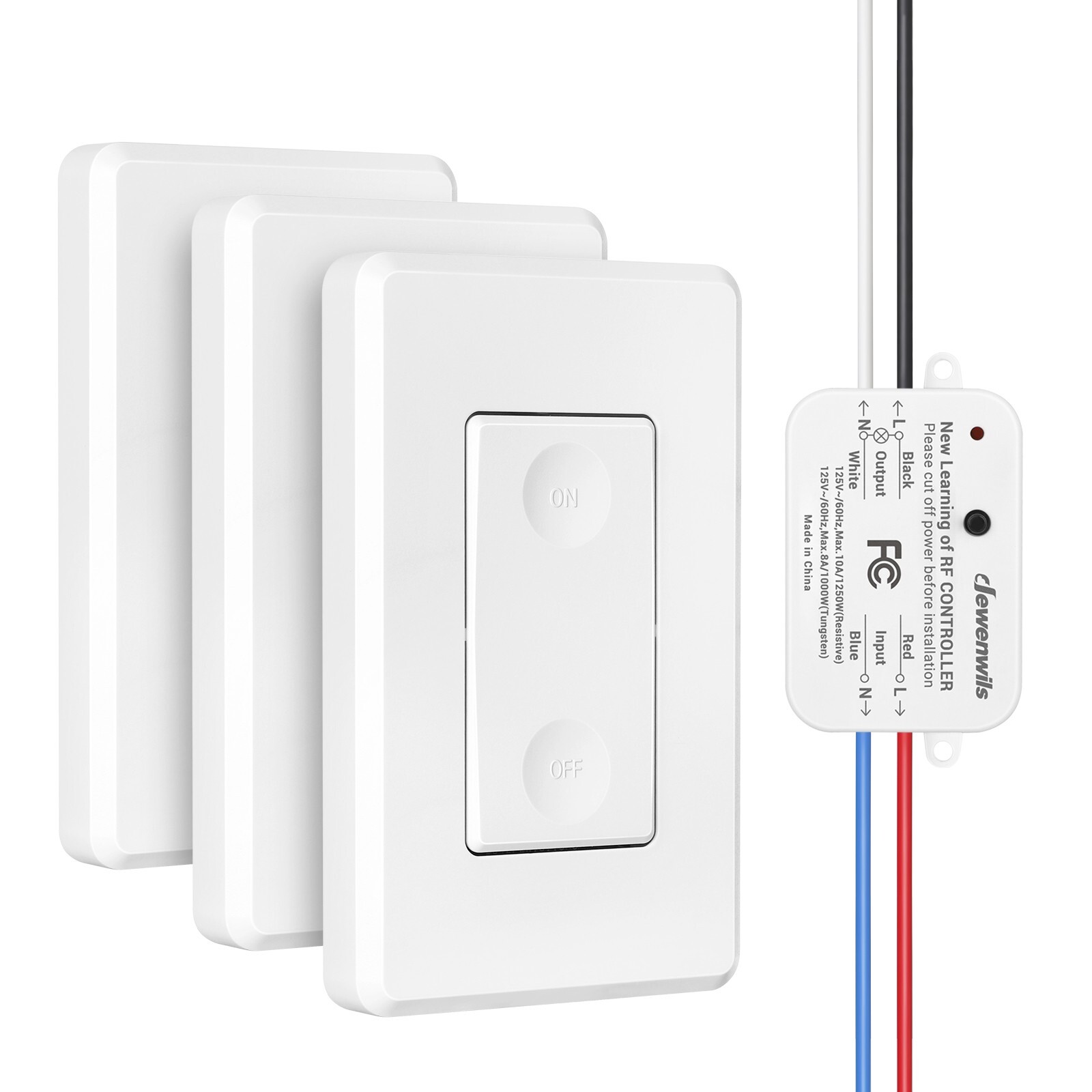 DEWENWILS Wireless Wall Light Switch Kit, No Wiring,3 Pack Switch+1 Receiver gallery
