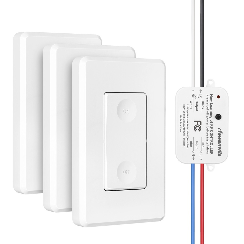 DEWENWILS Wireless Wall Light Switch Kit, No Wiring,3 Pack Switch+1 Receiver