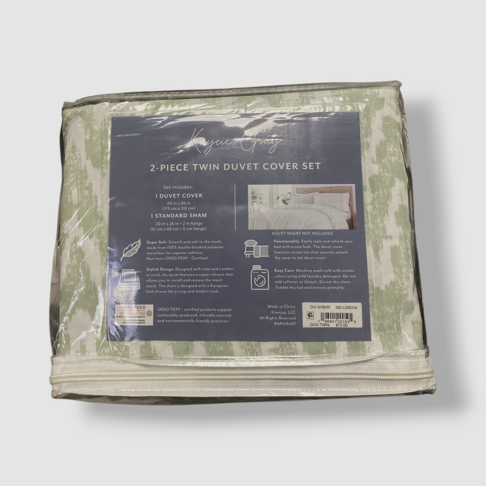Kaycie Gray Green Shibori Chevron 2-Pc. Duvet Cover Set - Twin Size gallery