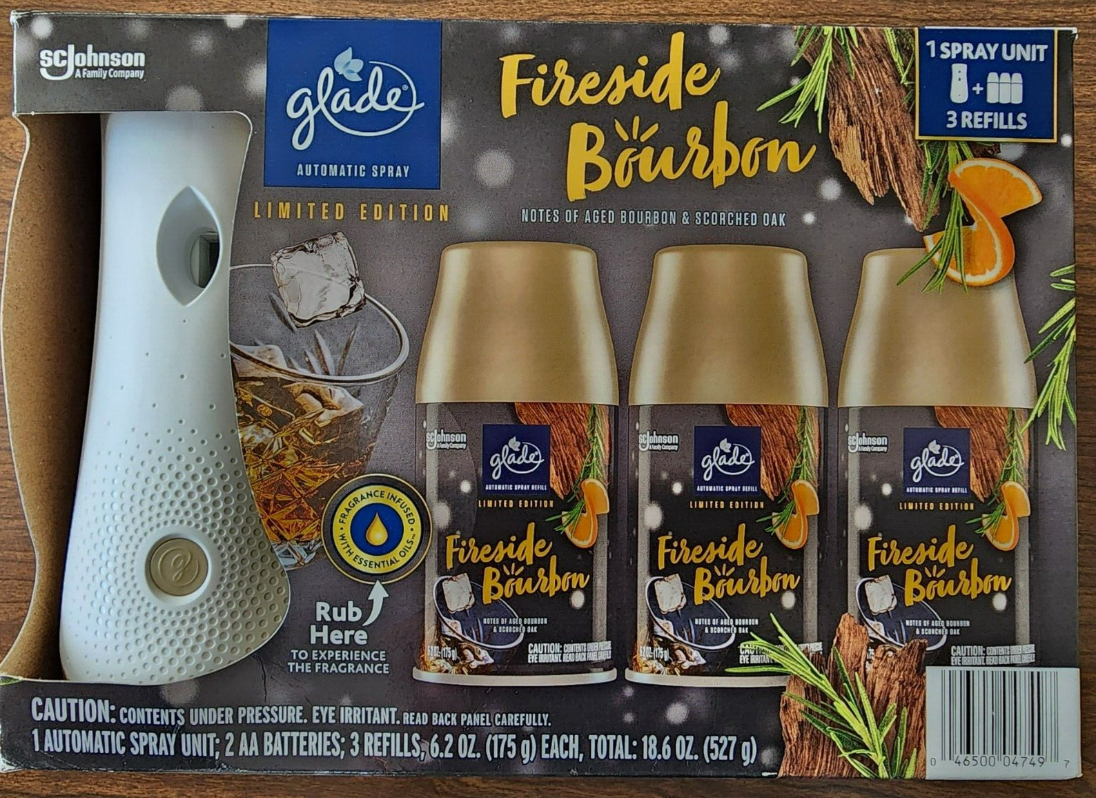 Glade Automatic Spray Refills,Fireside Bourbon,Limited Edition Starter Pack Oak gallery