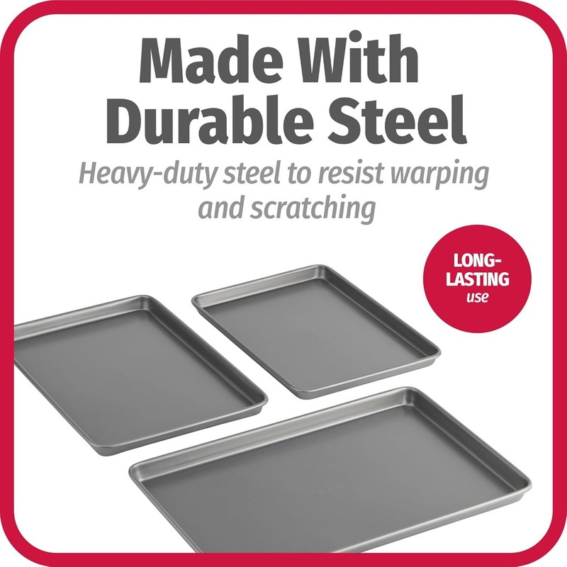 Everyday Nonstick Baking Set, 3 Pack Includes Small (13×9) Medium (15×1) and ... gallery