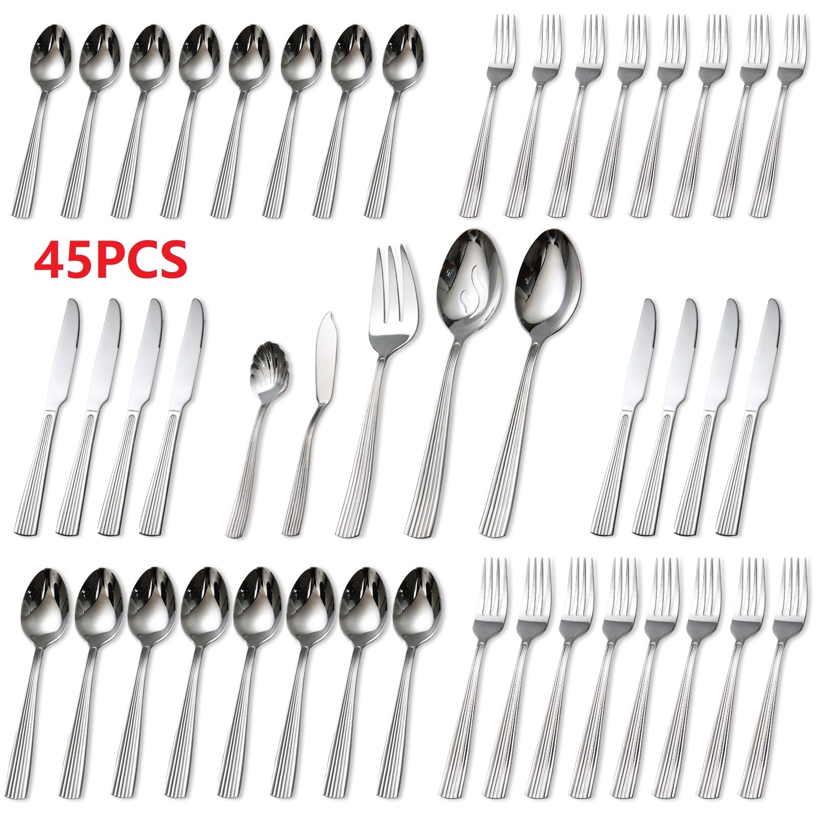 45 Piece Silverware Set Service for 8 Stainless Steel Flatware Dinning Serve Set gallery