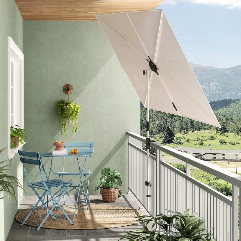 6x4 FT Rectangular Patio Umbrella, Beige, 360° Rotating Knob, Outdoor Shade gallery