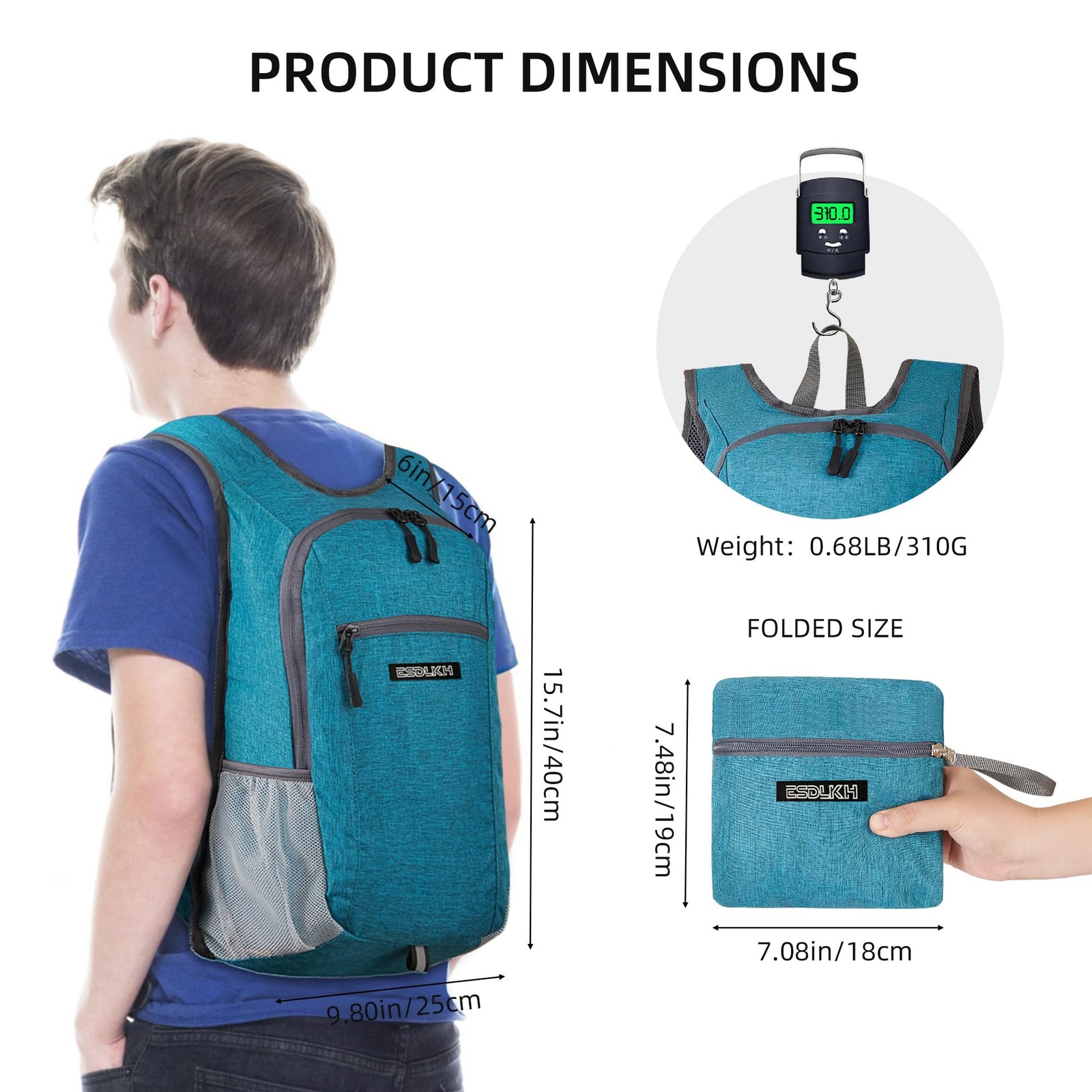Small Hiking Backpack with Detachable Front Holder, Foldable Packable Back pa... 4