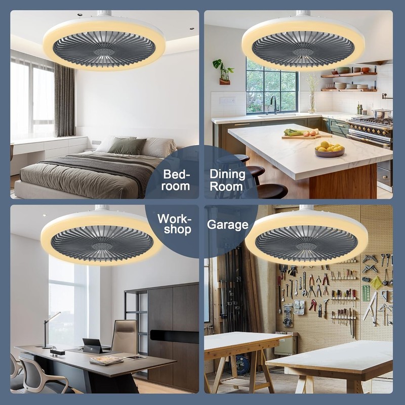 Socket Ceiling Fan Cool Light E26/E27 Base, Ceiling Fans with Light Cordless gallery