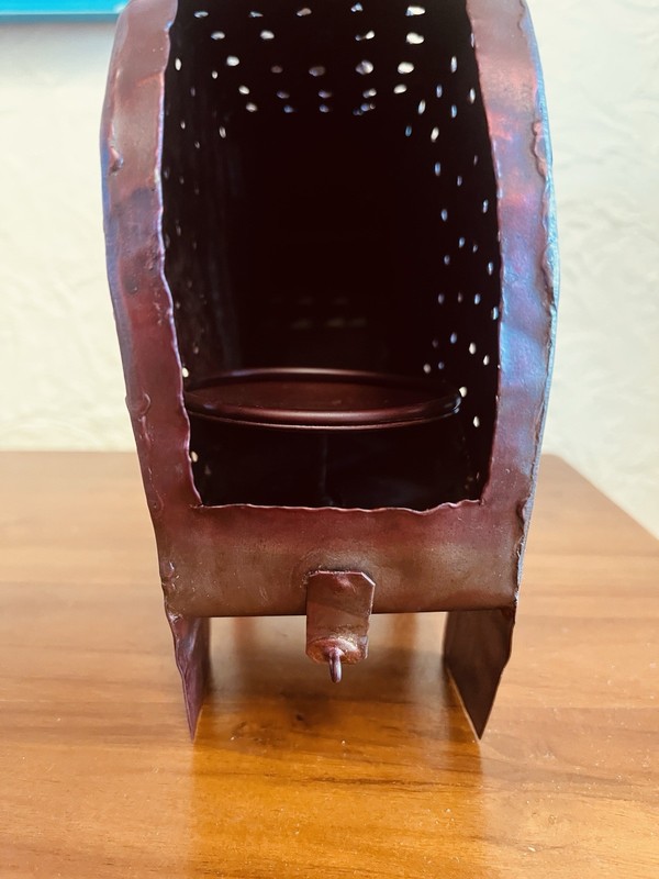 Rustic Handcrafted Metal Copper Color Hanging Elephant w/ Interior Candle Holder gallery
