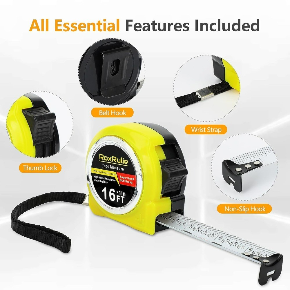 16 FT Measuring Tape with 1/8 Inch Fractions Easy Read 25mm Wide Blade for Home gallery