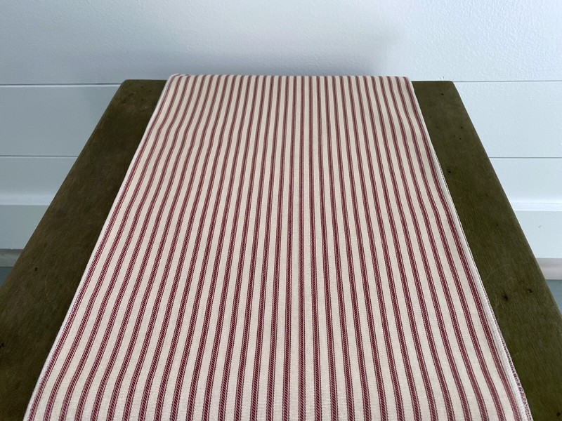 Red Ticking Stripe Table Runner Christmas Home Decor Centerpiece Vintage Linens gallery