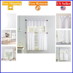Martine Microfiber Semi-Sheer Kitchen Curtain Set 54×36 White