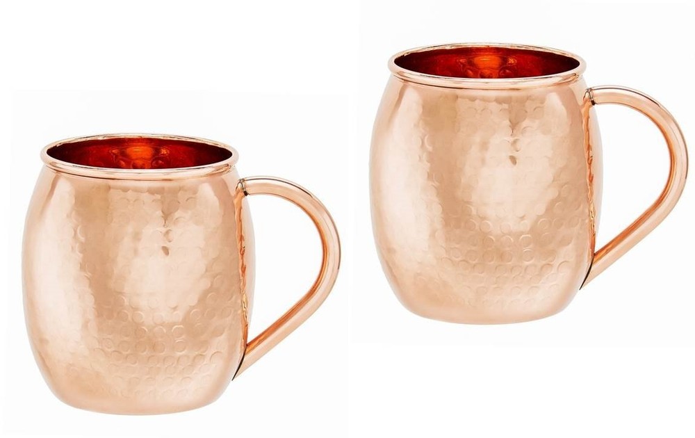 New_Hammered Solid Copper Moscow Mule Mug, 16 Oz., Set of 2_Copper_SZ_16