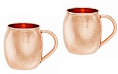 New_Hammered Solid Copper Moscow Mule Mug, 16 Oz., Set of 2_Copper_SZ_16