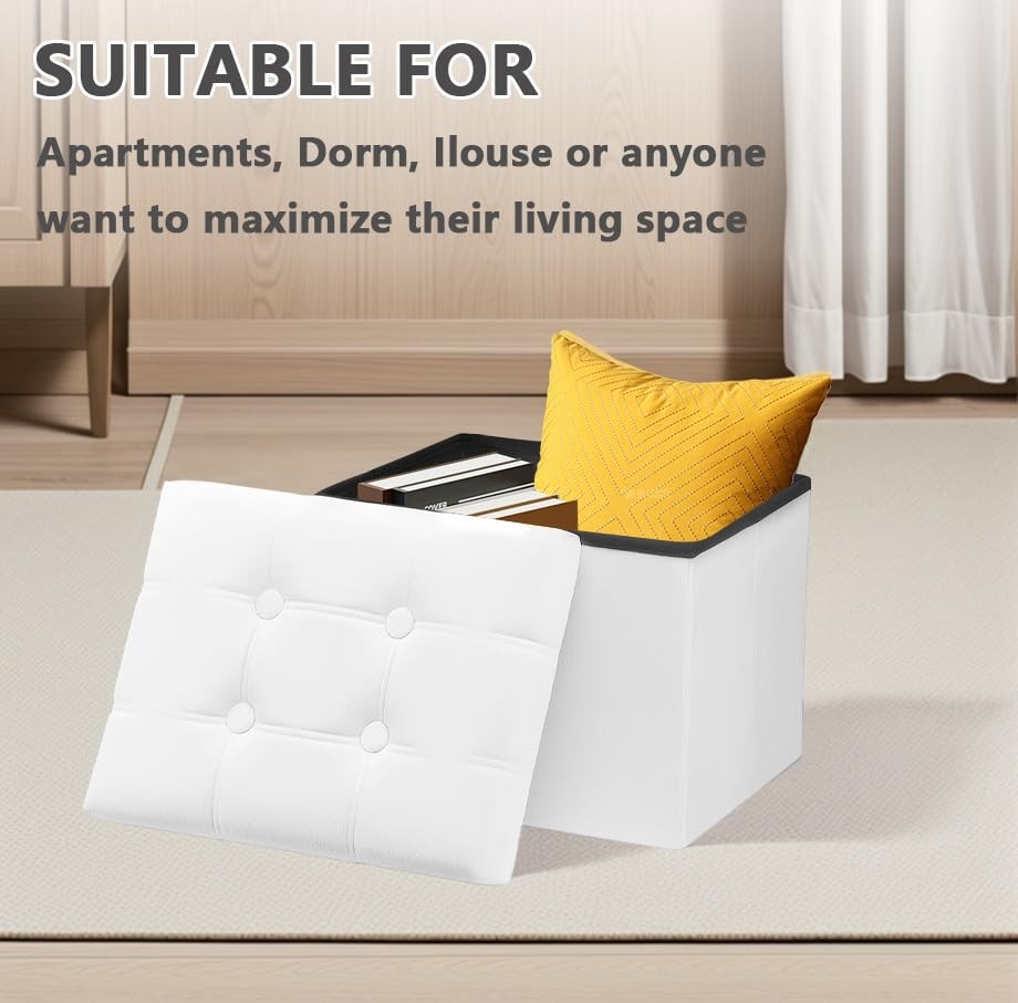 Storage Ottoman Foot Rest Stool, 17 inch Velvet Footstool Bench, Short Ottoma... gallery