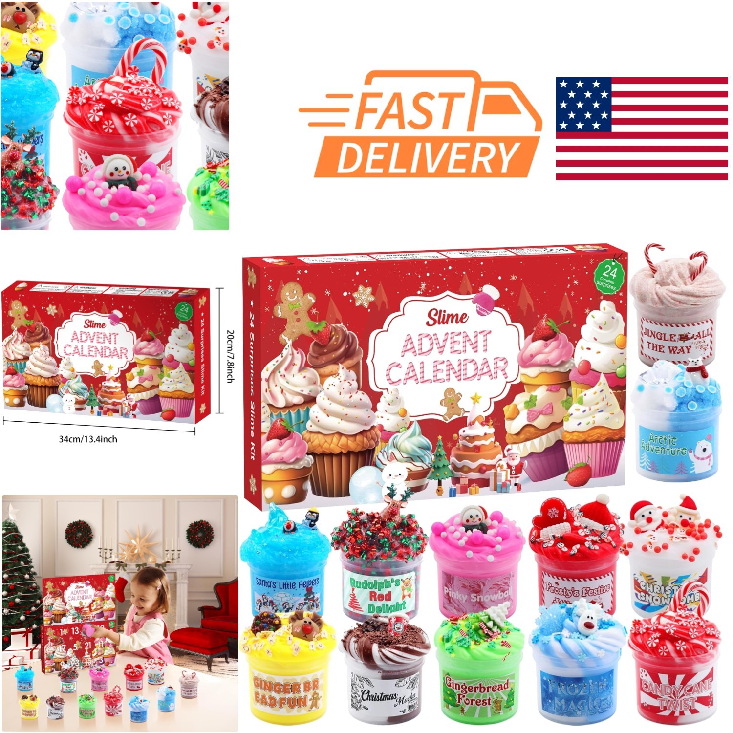 Exciting Slime Countdown Calendar for Christmas with Fun Mix Ins and Accessories gallery
